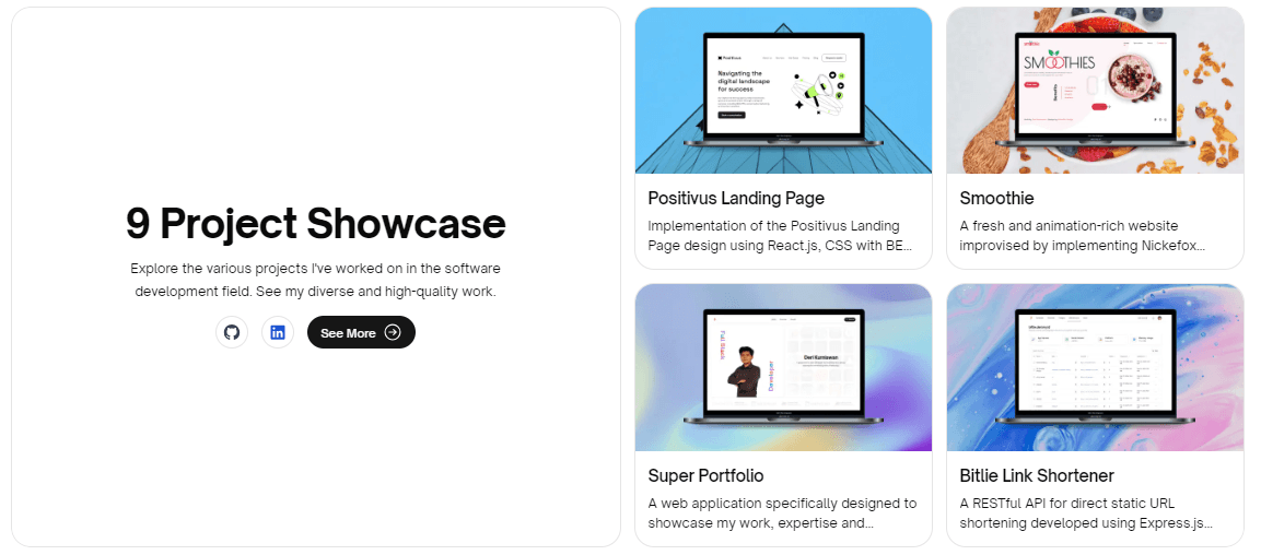Screenshot of New Project List