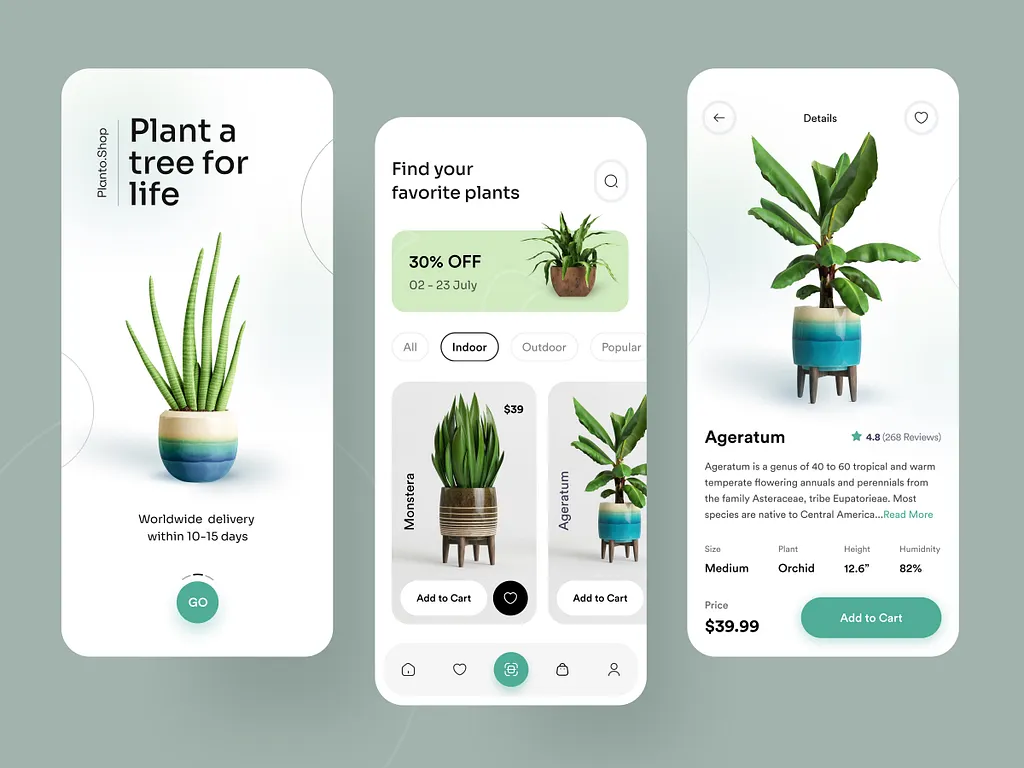 Plant Shop Mobile App Mockup