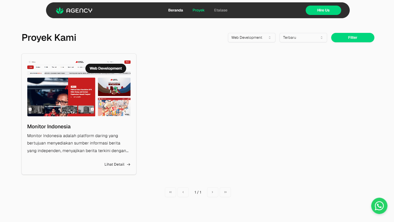 Screenshot of the Project UI